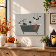 Halloween Bathroom Sign Print Spooky Wall Art Seasonal Bathroom Decor Poster - Format: Stretched Canvas