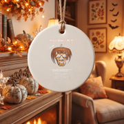 Halloween Carved Pumpkin Ornament with Spooky Seasonal Design Glass Ornament - Material: Circle Ceramic Ornament