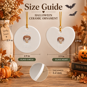 Halloween Carved Pumpkin Ornament with Spooky Seasonal Design Glass Ornament - Material: Heart Ceramic Ornament