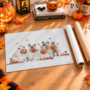 Halloween Ghost Dogs Wall Art Cute Costume Fall Howloween Seasonal Decor Print - Format: Rolled Canvas