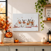 Halloween Ghost Dogs Wall Art Cute Costume Fall Howloween Seasonal Decor Print - Format: Stretched Canvas
