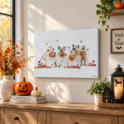 Halloween Ghost Dogs Wall Art Cute Costume Fall Howloween Seasonal Decor Print - Format: Stretched Canvas