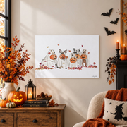 Halloween Ghost Dogs Wall Art Cute Costume Fall Howloween Seasonal Decor Print - Format: Unframed Paper Poster