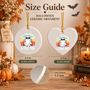 Halloween Ghost Family Ornament with Spooky Design Glass Ornament - Material: Heart Ceramic Ornament