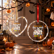 Halloween Teacher Ghost Ornament with Funny Seasonal Design Glass Ornament - Material: Circle Glass Ornament
