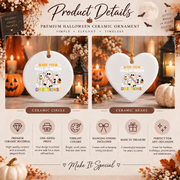 Halloween Teacher Ghost Ornament with Funny Seasonal Design Glass Ornament - Material: Heart Ceramic Ornament