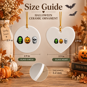 Halloween Witch Pumpkin Skull Ornament with Spooky Mask Design Ceramic Ornament - Material: Heart Ceramic Ornament