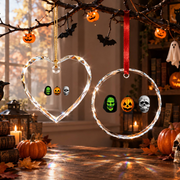 Halloween Witch Pumpkin Skull Ornament with Spooky Mask Design Glass Ornament - Material: Circle Glass Ornament