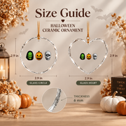 Halloween Witch Pumpkin Skull Ornament with Spooky Mask Design Glass Ornament - Material: Heart Glass Ornament