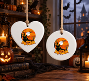 Happy Halloween Ghost Ornament with Seasonal Decoration Glass Ornament - Material: Circle Ceramic Ornament
