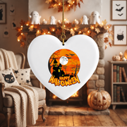Happy Halloween Ghost Ornament with Seasonal Decoration Glass Ornament - Material: Heart Ceramic Ornament