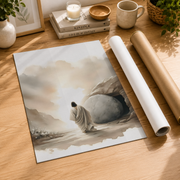 He Is Risen Christian Wall Art, Watercolor Jesus Resurrection Poster - Format: Rolled Canvas