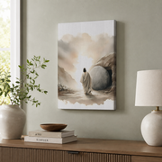 He Is Risen Christian Wall Art, Watercolor Jesus Resurrection Poster - Format: Stretched Canvas