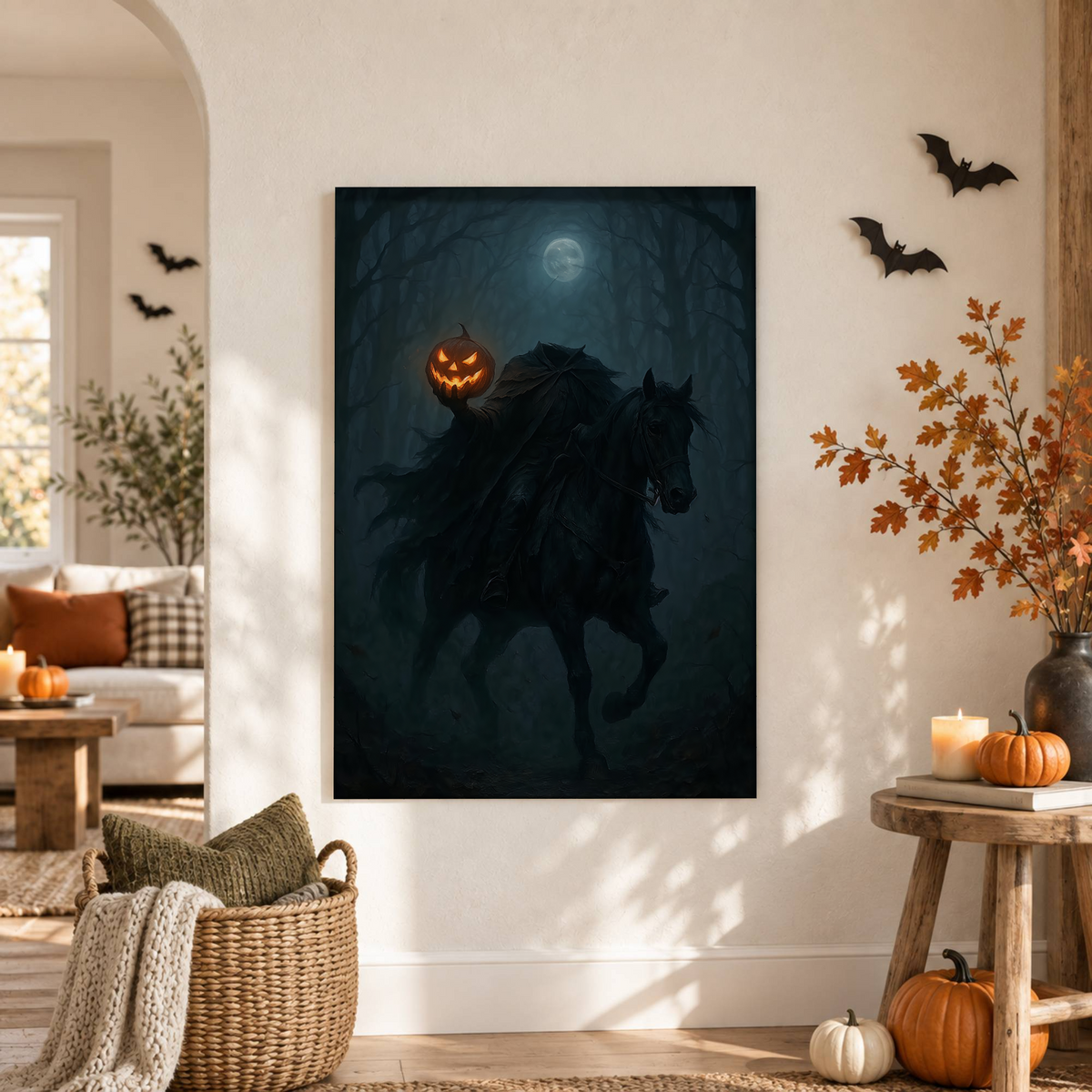 Headless Horseman Halloween Poster Pumpkin Lantern Gothic Horror Wall Art Decor Print - Format: Unframed Paper Poster