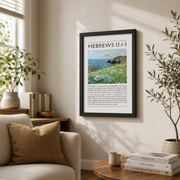Hebrews 12 Christian Wall Art, Christian Quote Minimalist Poster, Bible Verse Home Decor, Trendy Apartment Wall Art, Sage Green Wall Art Wall Art, Modern Wall Decor, 24x36 UNFRAMED - Format: Black Framed Poster