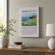 Hebrews 12 Christian Wall Art, Christian Quote Minimalist Poster, Bible Verse Home Decor, Trendy Apartment Wall Art, Sage Green Wall Art Wall Art, Modern Wall Decor, 24x36 UNFRAMED - Format: Stretched Canvas