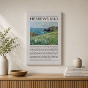 Hebrews 12 Christian Wall Art, Christian Quote Minimalist Poster, Bible Verse Home Decor, Trendy Apartment Wall Art, Sage Green Wall Art Wall Art, Modern Wall Decor, 24x36 UNFRAMED - Format: Stretched Canvas