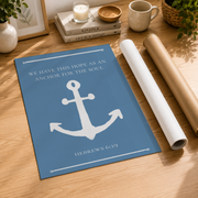 Hebrews 6:19 Bible Verse Wall Art Coastal Anchor Christian Poster Housewarming Gift Apartment Decor - Format: Rolled Canvas