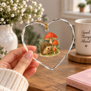 Hedgehog Mushroom Forest Nature Glass Ornament - Material: Heart Glass Ornament