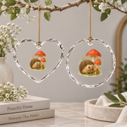Hedgehog Mushroom Forest Nature Glass Ornament - Material: Heart Glass Ornament