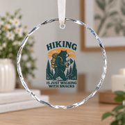 Hiking Is Walking With Snacks Bear Ceramic Ornament - Material: Circle Glass Ornament