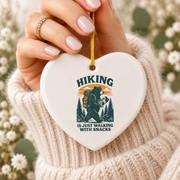 Hiking Is Walking With Snacks Bear Ceramic Ornament - Material: Heart Ceramic Ornament