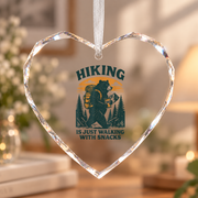 Hiking Is Walking With Snacks Bear Ceramic Ornament - Material: Heart Glass Ornament