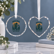 Hiking Is Walking With Snacks Bear Ceramic Ornament - Material: Heart Glass Ornament