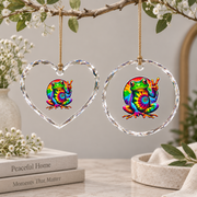 Hippie Frog Peace Sign Tie Dye Style Glass Ornament - Material: Heart Glass Ornament
