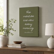 His Mercies Are New Every Morning Christian Prints Bible Verse Wall Art Wall Art Quote Inspirational Minimalist Wall Art, Modern Wall Decor, 8x12 UNFRAMED - Format: Stretched Canvas