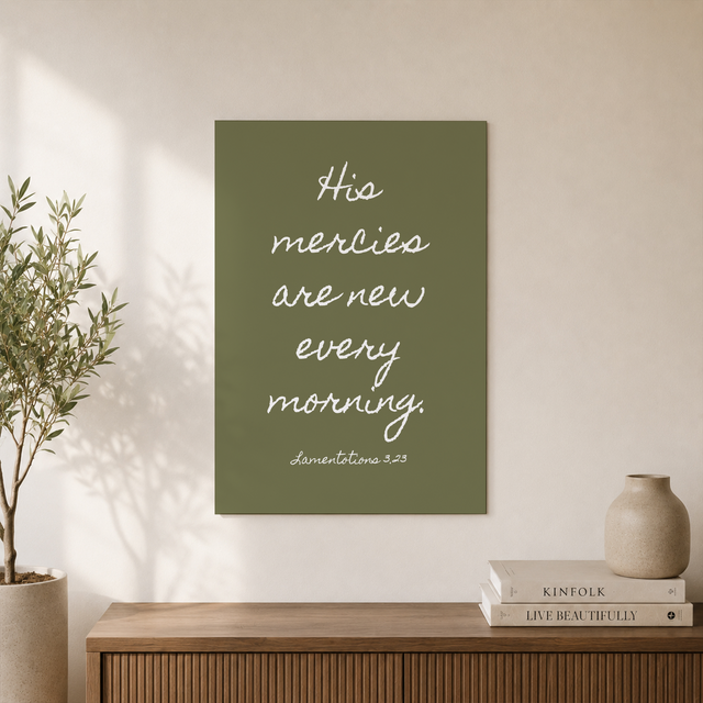 His Mercies Are New Every Morning Christian Prints Bible Verse Wall Art Wall Art Quote Inspirational Minimalist Wall Art, Modern Wall Decor, 8x12 UNFRAMED - Format: Unframed Paper Poster