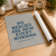 His Mercies Are New Every Morning Christian Wall Art Granddaughter Bible Verse Blue Coastal Decor - Format: Rolled Canvas
