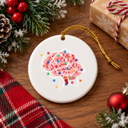 Holiday Brain Neurologist Nurse Christmas Glass Ornament - Material: Circle Ceramic Ornament