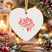 Holiday Brain Neurologist Nurse Christmas Glass Ornament - Material: Heart Ceramic Ornament