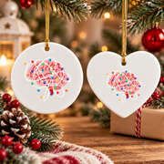 Holiday Brain Neurologist Nurse Christmas Glass Ornament - Material: Heart Ceramic Ornament