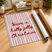 Holly Jolly Christmas Wall Art Cute Winter Poster Retro Stripe Holiday Decor Trendy Xmas Print Unframed - Format: Rolled Canvas