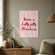 Holly Jolly Christmas Wall Art Cute Winter Poster Retro Stripe Holiday Decor Trendy Xmas Print Unframed - Format: Unframed Paper Poster