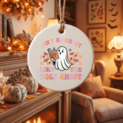 Holy Ghost Halloween Ornament with Christian Theme Glass Ornament - Material: Circle Ceramic Ornament