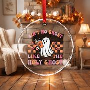 Holy Ghost Halloween Ornament with Christian Theme Glass Ornament - Material: Circle Glass Ornament