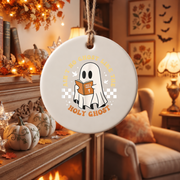 Holy Ghost Reading Ornament with Faith Inspired Design Glass Ornament - Material: Circle Ceramic Ornament