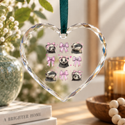 Honey Badger Coquette Bow Cute Animal Gift Glass Ornament - Material: Heart Glass Ornament