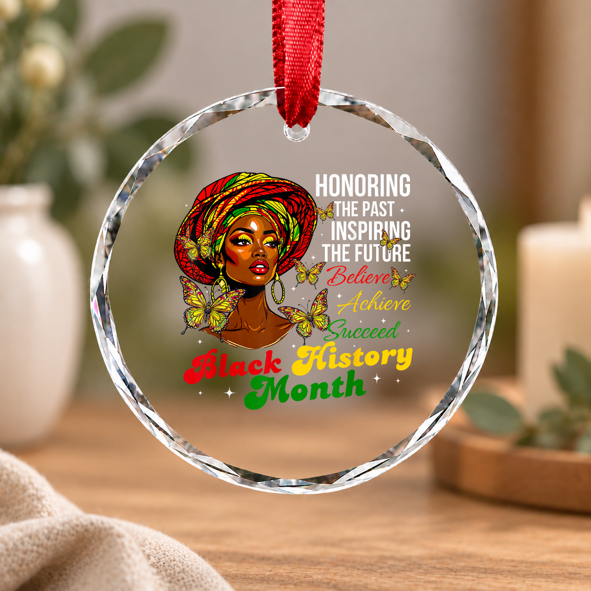 Honoring Past Inspiring Future Glass Ornament - Material: Circle Glass Ornament