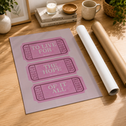 Hope Of It All Concert Ticket Wall Art Pink Preppy Music Inspired Poster Coquette Dorm Room Decor UNFRAMED - Format: Rolled Canvas
