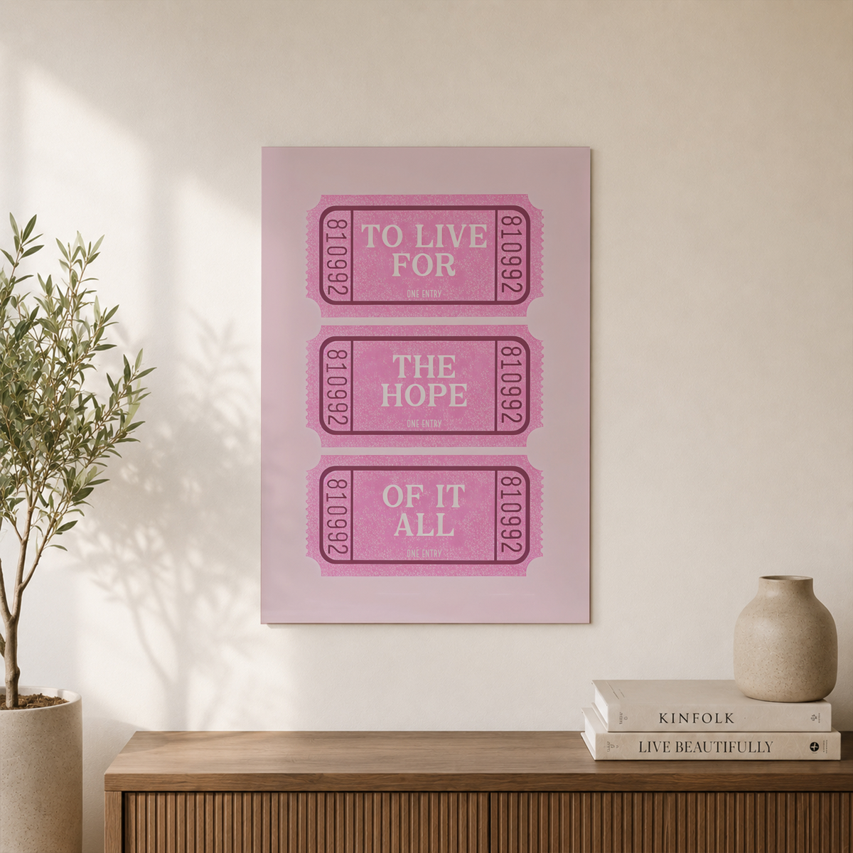 Hope Of It All Concert Ticket Wall Art Pink Preppy Music Inspired Poster Coquette Dorm Room Decor UNFRAMED - Format: Unframed Paper Poster