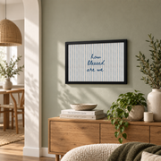 How Blessed Are We Christian Wall Art Coastal Bible Verse Blue Scripture Preppy Faith Decor - Format: Black Framed Poster