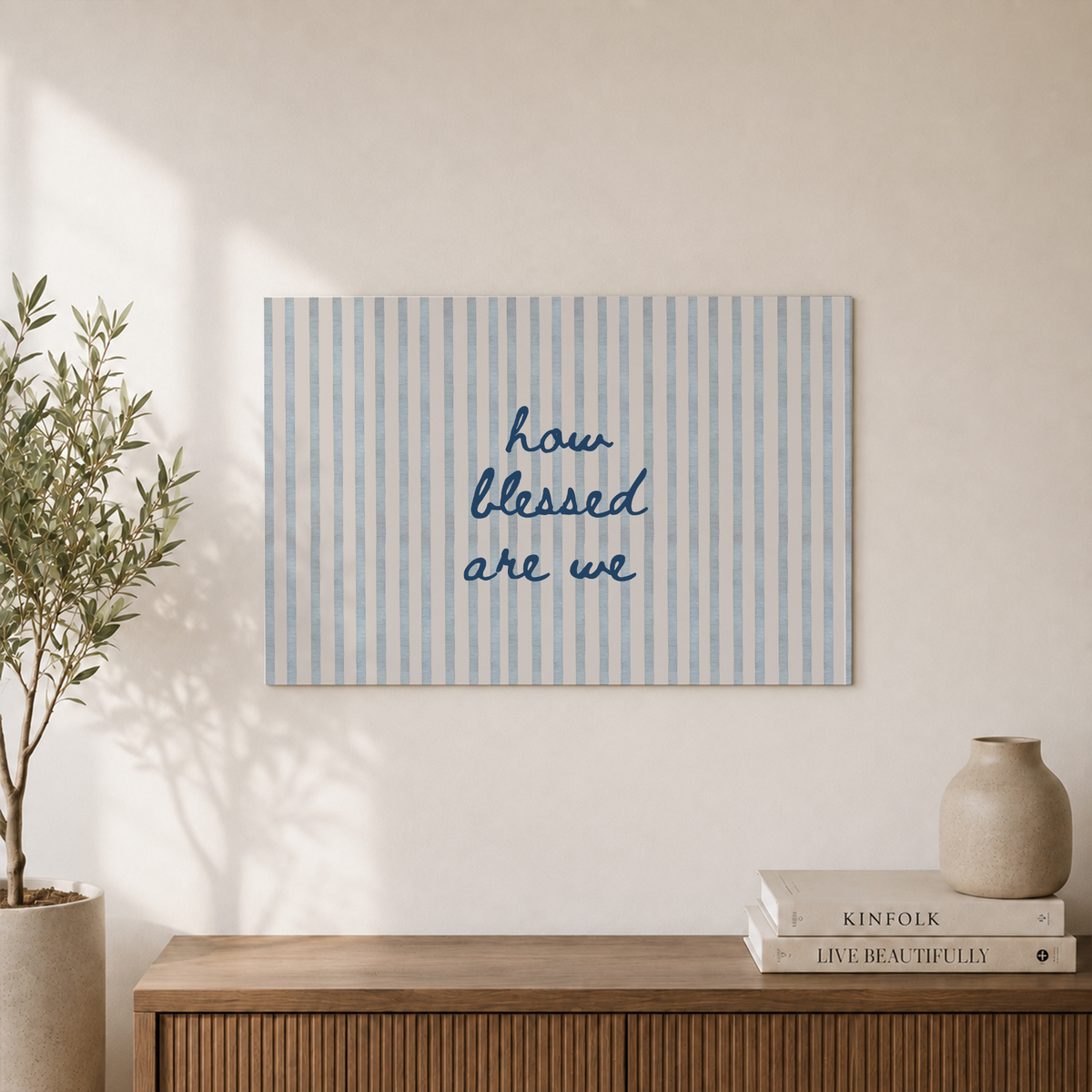 How Blessed Are We Christian Wall Art Coastal Bible Verse Blue Scripture Preppy Faith Decor - Format: Unframed Paper Poster
