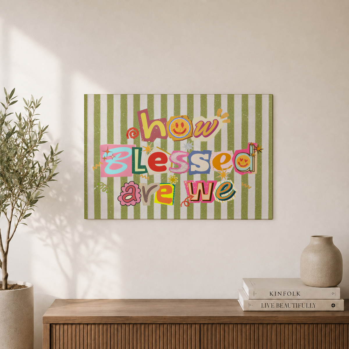 How Blessed Are We Christian Wall Art, Neutral Horizontal Scripture Print - Format: Unframed Paper Poster