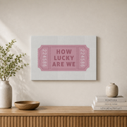 How Lucky Are We Wall Art Pink Cowgirl Poster Retro Ticket Western Trendy Dorm Room Decor - Format: Stretched Canvas