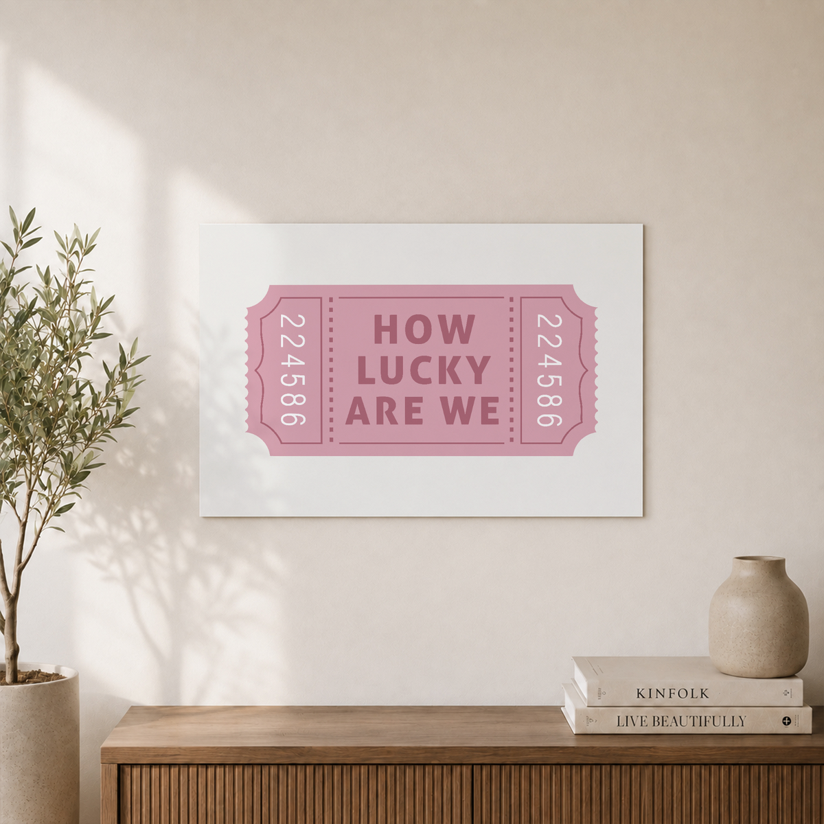 How Lucky Are We Wall Art Pink Cowgirl Poster Retro Ticket Western Trendy Dorm Room Decor - Format: Unframed Paper Poster