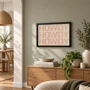 Howdy Cowgirl Wall Art Pink Coastal Western Poster Preppy Trendy Aesthetic Dorm Room Decor - Format: Black Framed Poster